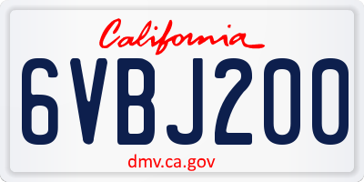 CA license plate 6VBJ200