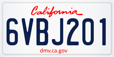 CA license plate 6VBJ201