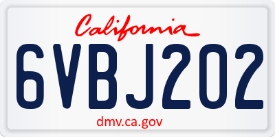 CA license plate 6VBJ202