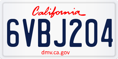 CA license plate 6VBJ204