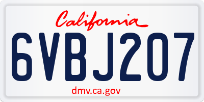 CA license plate 6VBJ207