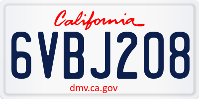 CA license plate 6VBJ208
