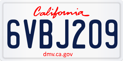 CA license plate 6VBJ209