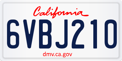 CA license plate 6VBJ210