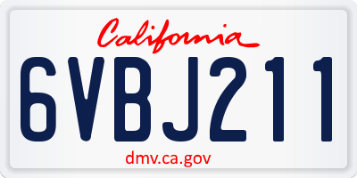 CA license plate 6VBJ211