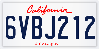 CA license plate 6VBJ212