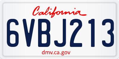 CA license plate 6VBJ213