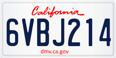 CA license plate 6VBJ214