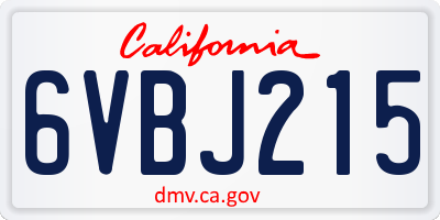 CA license plate 6VBJ215