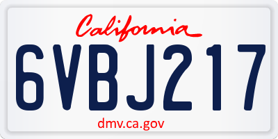 CA license plate 6VBJ217