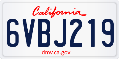 CA license plate 6VBJ219