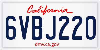 CA license plate 6VBJ220
