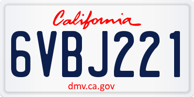 CA license plate 6VBJ221