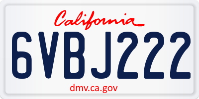 CA license plate 6VBJ222