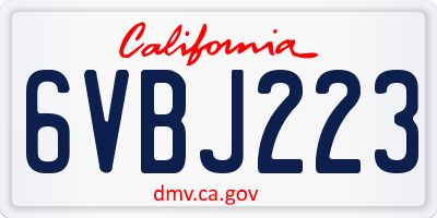 CA license plate 6VBJ223