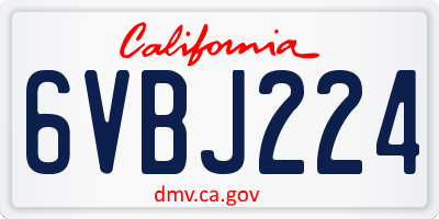 CA license plate 6VBJ224