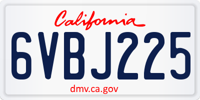 CA license plate 6VBJ225