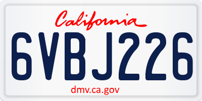 CA license plate 6VBJ226