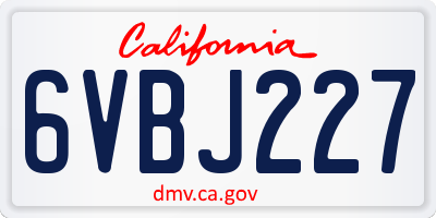 CA license plate 6VBJ227