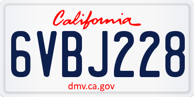 CA license plate 6VBJ228