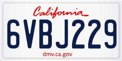 CA license plate 6VBJ229