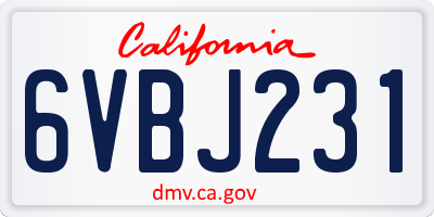 CA license plate 6VBJ231