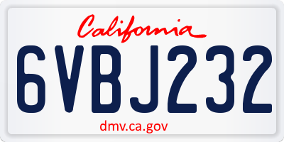 CA license plate 6VBJ232