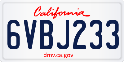 CA license plate 6VBJ233