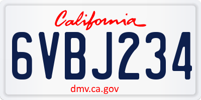 CA license plate 6VBJ234