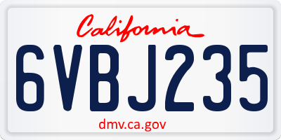 CA license plate 6VBJ235