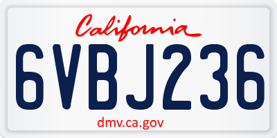 CA license plate 6VBJ236