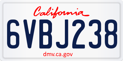 CA license plate 6VBJ238