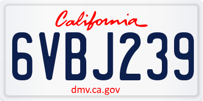 CA license plate 6VBJ239