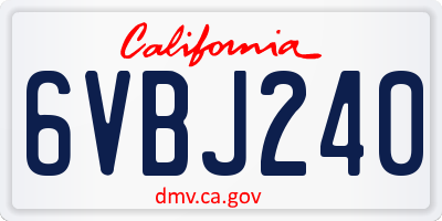 CA license plate 6VBJ240