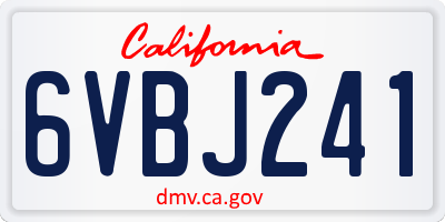 CA license plate 6VBJ241