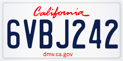 CA license plate 6VBJ242