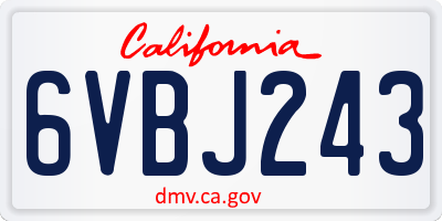 CA license plate 6VBJ243