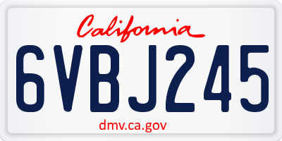 CA license plate 6VBJ245