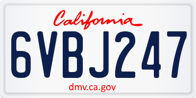 CA license plate 6VBJ247