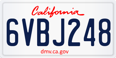 CA license plate 6VBJ248