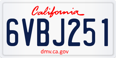 CA license plate 6VBJ251