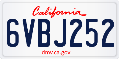 CA license plate 6VBJ252