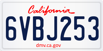 CA license plate 6VBJ253