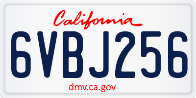 CA license plate 6VBJ256