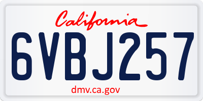CA license plate 6VBJ257