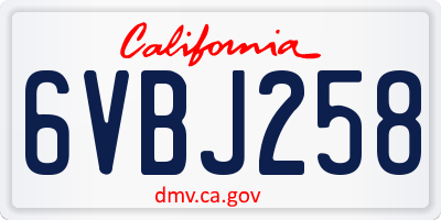 CA license plate 6VBJ258