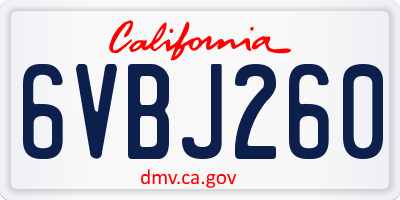 CA license plate 6VBJ260