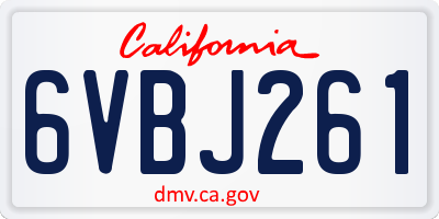 CA license plate 6VBJ261