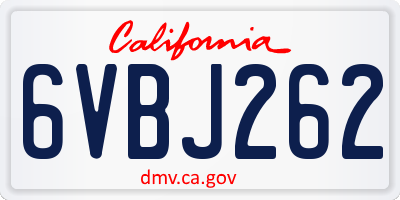 CA license plate 6VBJ262