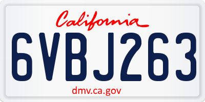CA license plate 6VBJ263